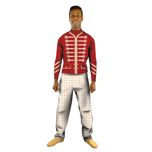 Photo of man in marching uniform costume. Trumpet Trombone Top Theatre Theater Stage Red Piccadilly Pant Musical Music Marching Hill Harold Floral Explore Drummer Disney Characters Character Band