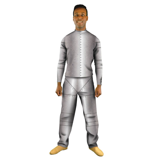 Photo of man in tin man costume. Yellow wizard witch Top Tinman Theatre Theater straw scarecrow road Pop-Culture Plays Play Pant oz lion film Explore emerald dorothy Dance city brick