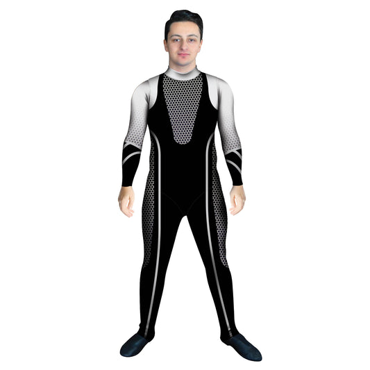 Photo of Man in Hunger Games costume. Unitard Sci-Fi Pop-Culture Katniss Hunger Games Explore Dystopia Cosplay Catching Fire Black and White Black Archer