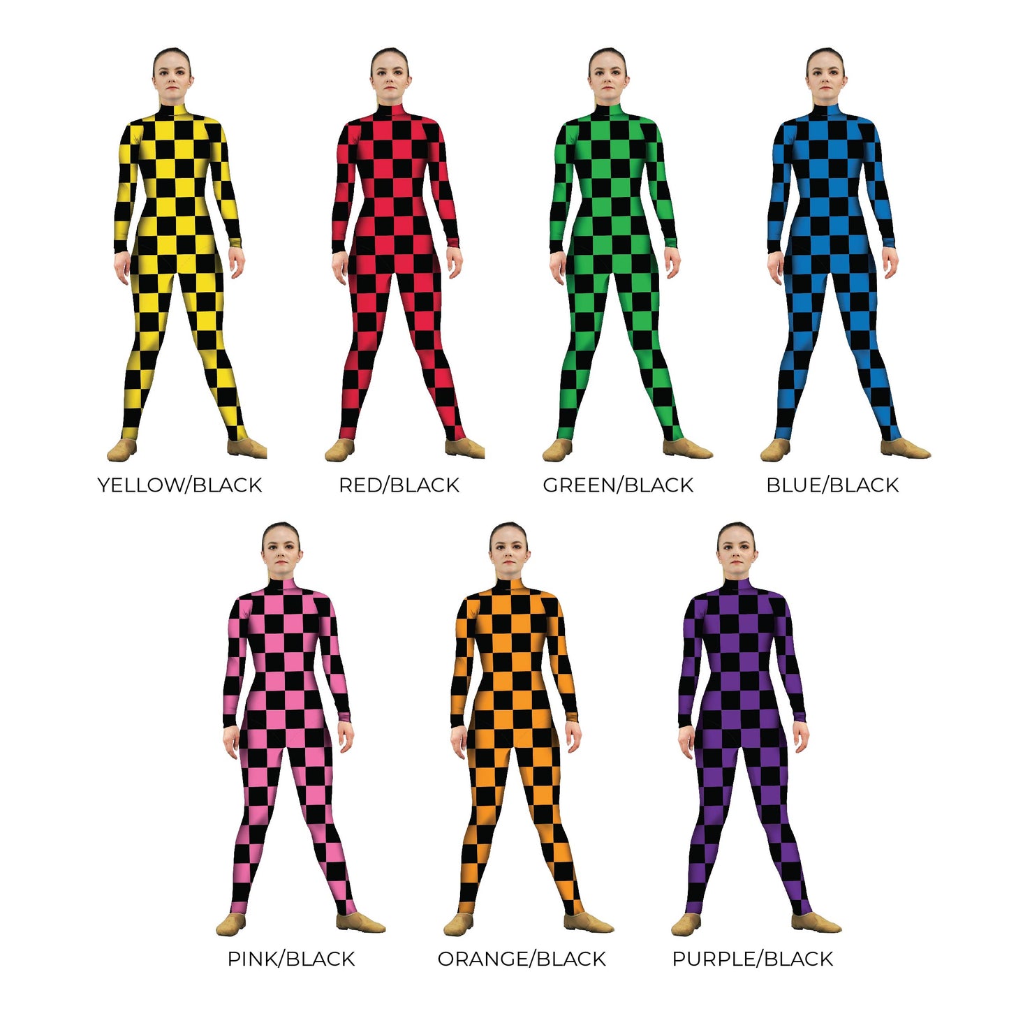 Grid of black checker costumes. Unitard Pattern Grid Explore Checker Check Bases Base