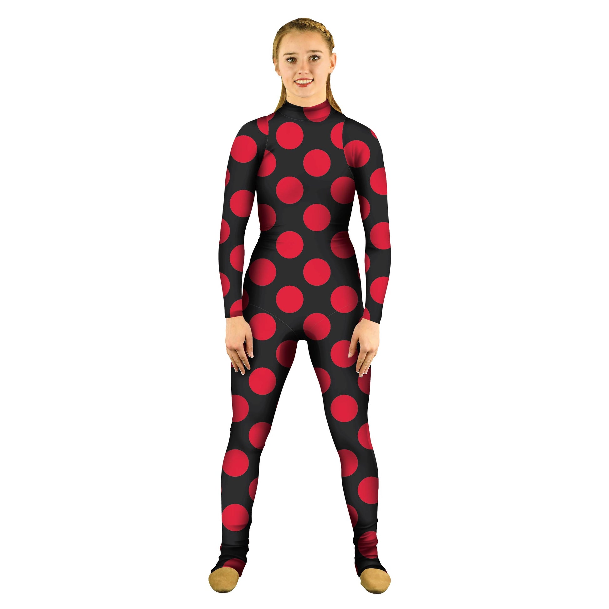 Photo of woman in polka dot costume. Unitard Polka Dot Pattern Explore Dots Circle Bubbles Bases Base