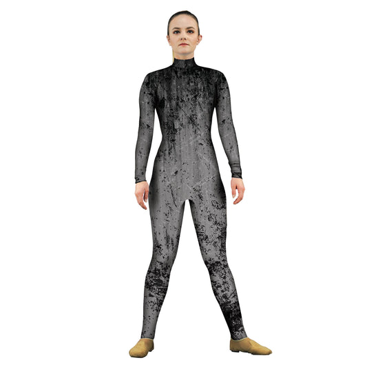 Photo of woman in grunge costume. Unitard Solid Primary Multi-Color Layer Grunge Gritty Explore Distressed Colors Colorful Color Bases Base