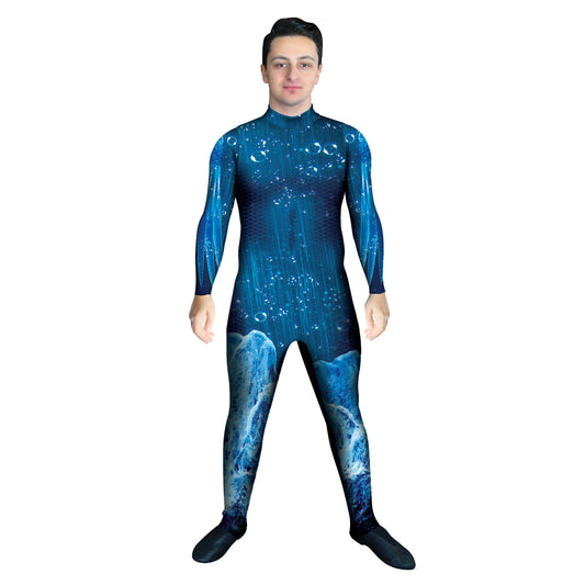 Photo of man in blue costume. Water Unitard Titania Theatre Tempest Spirit Shakespeare Puck Pop-Culture Plays Play Oberon Nymph Nature Magical Magic Leaves King Green Forest Fairy Explore Dark Blue