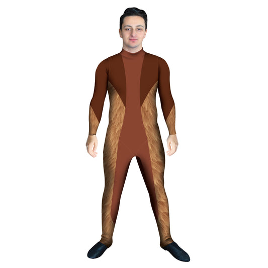 Photo of man in a fur costume. Wookie Woods Woodland Unitard Star Wars Sleeved Hair Fur Explore Creature Brown Bear Bases Base Animal print Animal