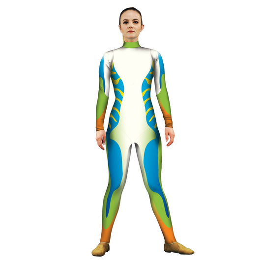 Photo of woman in tree frog costume. Yellow Unitard Tree Sleeved Plays Play Orange Jungle Green Frog Forest Featured Explore Dance Creature Characters Character Animal